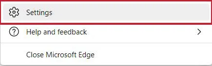 settinngs in main menu edge